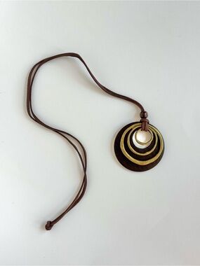 Boho Brown Circle Pendant Necklace Y2K